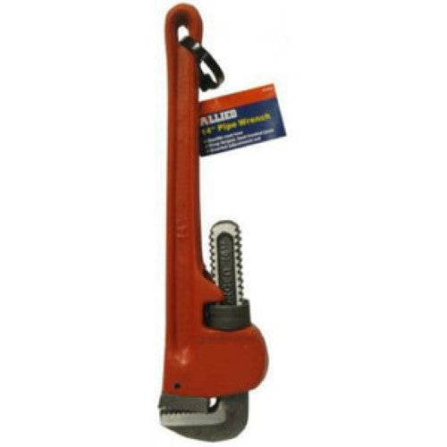 450mm Allied Pipe Wrench with durable ductile iron and heat-treated steel jaws for reliable plumbing tasks.