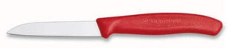 Victorinox Paring Knife with 8cm sharp blade and red handle, perfect for precise slicing and intricate food prep.