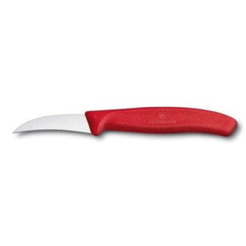 Victorinox Shaping Knife with 6cm curved blade and red handle, perfect for intricate food decoration and garnishing.