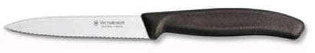 Victorinox Vegetable Knife 6.7733 with 10cm wavy blade and black handle, ideal for slicing and dicing vegetables and fruits.