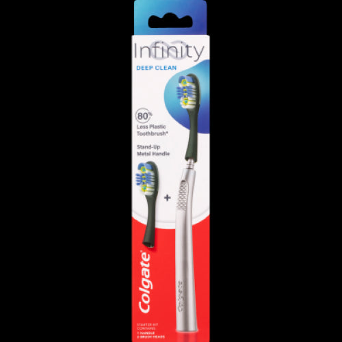 Colgate Infinity Deep Clean Toothbrush with eco-friendly design, advanced bristles, and integrated tongue cleaner for a healthy smile.