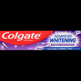 Colgate Advanced Whitening Purple Toothpaste (120g) in a recyclable tube, combats yellow tones for a brighter, whiter smile.