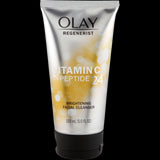 Olay Regenerist Vitamin C + Peptide 24 cleanser: brightening facial wash for radiant, youthful skin in a 150ml bottle.