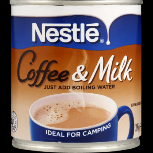 Nestle Coffee & Milk Can 395g offers rich, creamy coffee mix with milk and sugar, perfect for quick beverages on the go.