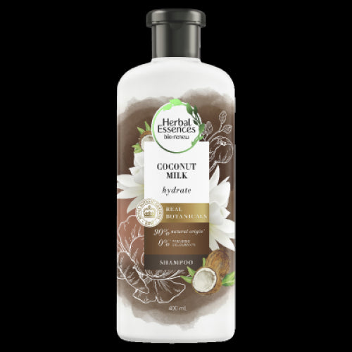 Herbal Essences Bio: Renew Coconut Milk Shampoo, 400ml, hydrates and revitalizes dry hair with natural ingredients.