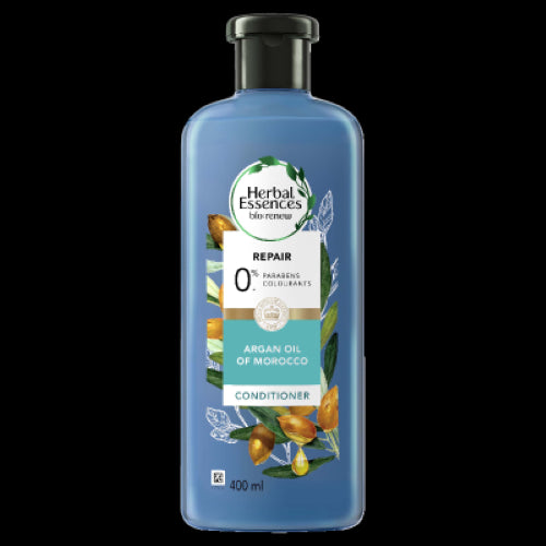 Herbal Essences Bio: Renew Argan Oil Conditioner 400ml bottle, designed to hydrate and revitalize hair with natural ingredients.