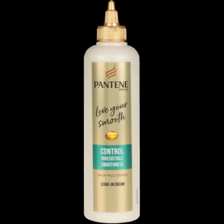 Pantene Love Your Smooth Leave-in Cream 270ml for sleek, manageable hair; controls frizz and adds shine for all-day smoothness.