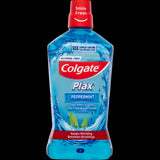 Colgate Plax Peppermint Alcohol Free Mouthwash 1L, designed for fresh breath and effective germ killing without alcohol.