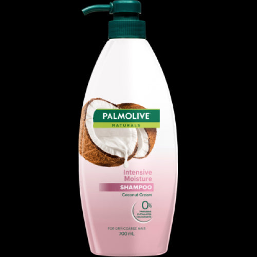 Palmolive Naturals Coconut Cream Shampoo 700ml, infused with natural coconut extract, hydrates and revives dry hair effectively.