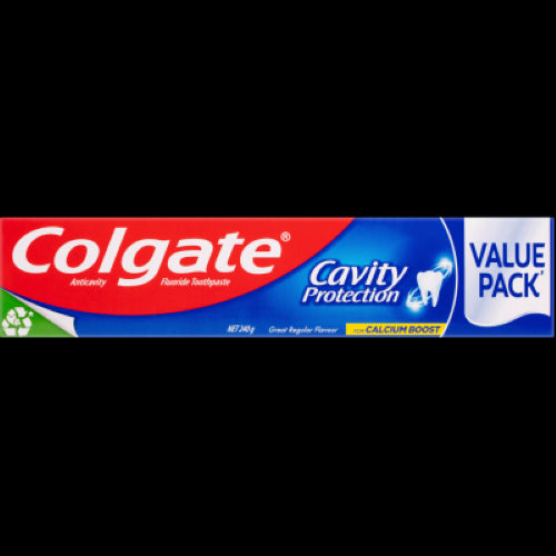 Colgate Cavity Protection Toothpaste 240g, vegan and gluten-free, combats cavities while freshening breath for all ages.