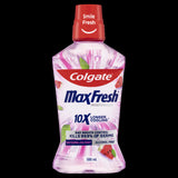 Colgate Max Fresh Watermelon Mint Mouthwash 500ml offers refreshing flavor and antibacterial protection for lasting freshness.