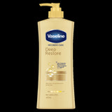 Vaseline Deep Restore Body Lotion 400ml, enriched with oat extract, deeply hydrates and protects dry skin for a healthy glow.