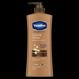 Vaseline Cocoa Glow Body Lotion 400ml, a hydrating moisturizer with Cocoa Butter for radiant, non-greasy skin.