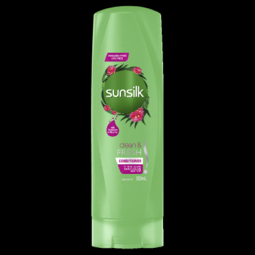 Sunsilk Clean & Fresh Conditioner 350ml, enriched with Eucalyptus and White Tea, revitalizes and purifies hair for a bouncy look.