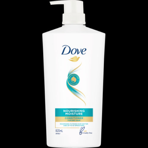 Dove Nourishing Moisture Conditioner 820ml for ultra-hydration, revitalizing dry hair with Pro Moisture Complex for silky softness.