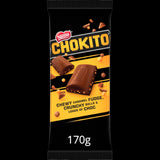 Nestle Chokito Chocolate Block 170g featuring chewy fudge, crispy balls, and rich chocolate, perfect for sharing or indulging.