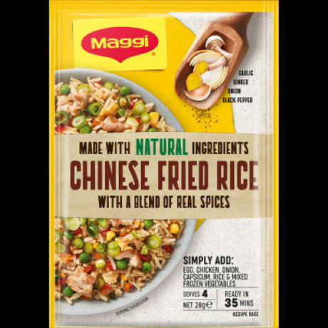 MAGGI Chinese Fried Rice Recipe Base Sachet 28g for easy, authentic fried rice with natural ingredients, serves 4 in 35 minutes.