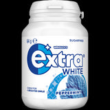 Wrigley's Extra White Peppermint Sugar Free Gum pack showcasing a refreshing taste and dental health benefits.