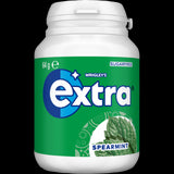 Wrigley's Extra Spearmint Sugar Free Chewing Gum 64g bottle, perfect for fresh breath and oral health.