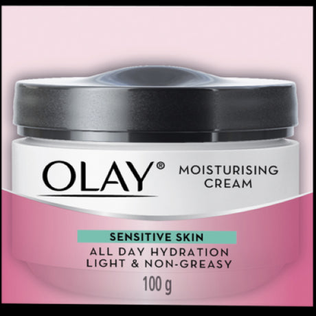 Olay Moisturising Cream for Sensitive Skin, 100g; lightweight, non-greasy hydration for soothing and nurturing delicate skin.