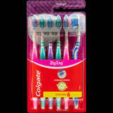 Colgate Zig Zag Toothbrush 6-pack with angled bristles, flexible neck, and tongue cleaner for superior oral hygiene.