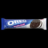 Oreo Original Double Stuff biscuits with rich, double vanilla cream filling between crunchy chocolate wafers, 131g pack.