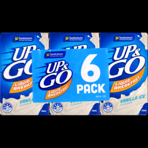 Sanitarium Up & Go Vanilla Ice Flavour Liquid Breakfast 6 x 250ml