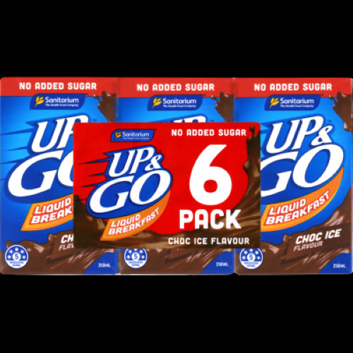 Sanitarium Up & Go No Added Sugar Choc Ice Flavour Liquid Breakfast 6 x 250ml