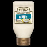 Heinz Seriously Good Creamy Tartare Sauce in a 295ml jar, perfect for enhancing seafood dishes with a rich, tangy flavor.