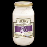 Heinz Seriously Good Garlic Aioli 460g jar, perfect for dipping, spreading, or dressing with rich garlic flavor.