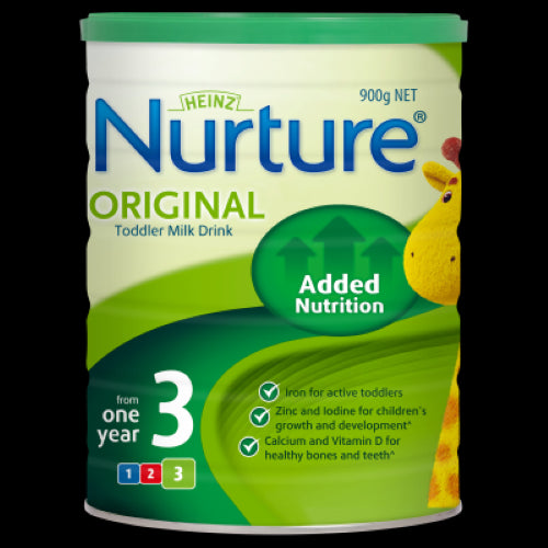 Heinz Nurture Original Toddler Milk Drink 900g, enriched with vitamins and minerals for healthy growth in children from 1 year.