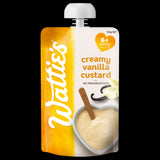 Smooth Wattie’s For Baby Creamy Vanilla Custard in a 120g pouch, perfect for infants 6 months and older, with no preservatives.