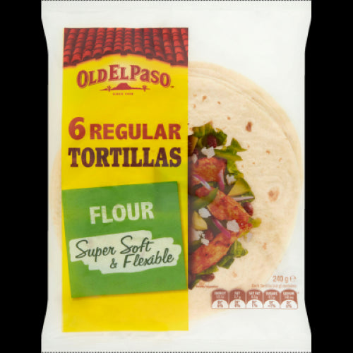 Soft and flexible Old El Paso tortillas in a 6 pack; perfect for tacos, burritos, and fajitas with authentic flavor.