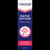 Clearasil Ultra Rapid Action Pimple Cream 15ml reduces pimple size and redness quickly, targeting blocked pores for clearer skin.