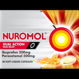 Nuromol Dual Action Liquid Pain Relief Capsules (20pk) for fast, effective relief from mild to moderate pain and inflammation.