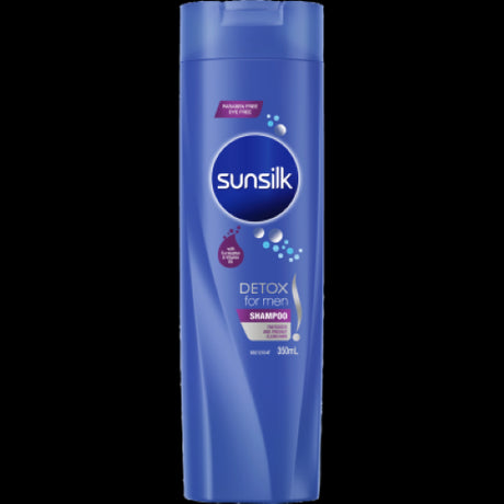 Sunsilk Detox For Men Shampoo 350ml, infused with Eucalyptus and Vitamin B5 for vibrant, refreshed, and nourished hair.