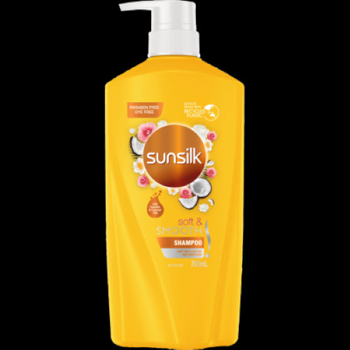 Sunsilk Soft & Smooth Shampoo 700ml bottle showcasing nourishing Camellia and Coconut Oils for soft, manageable hair.