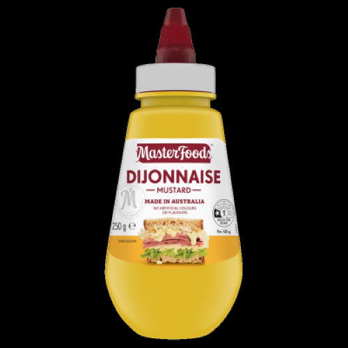 Creamy Masterfoods Dijonnaise Mustard blend of Dijon and mayonnaise, perfect for enhancing sandwiches and salads.