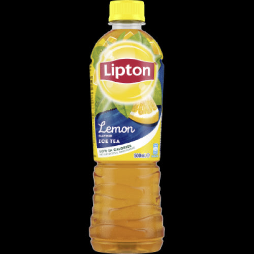 Lipton Lemon Flavour Ice Tea 500ml in an eco-friendly bottle, offering refreshing lemon taste without preservatives or artificial ingredients.