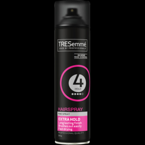 Tresemme Extra Hold Hairspray 360g provides strong, flexible hold for all hair types without stiffness or stickiness.