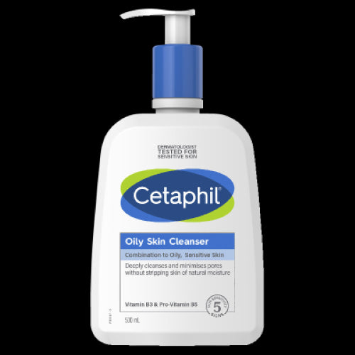 Cetaphil Oily Skin Cleanser 500ml: Gentle gel formula removes excess oil and impurities for a refreshing, clear complexion.