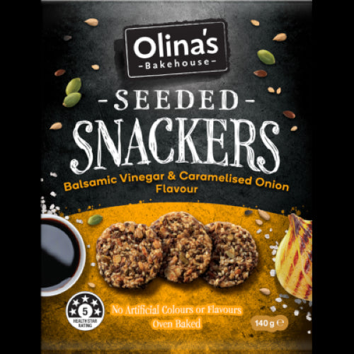 Crunchy gluten-free snackers with balsamic vinegar and caramelised onion, made from four premium whole seeds.