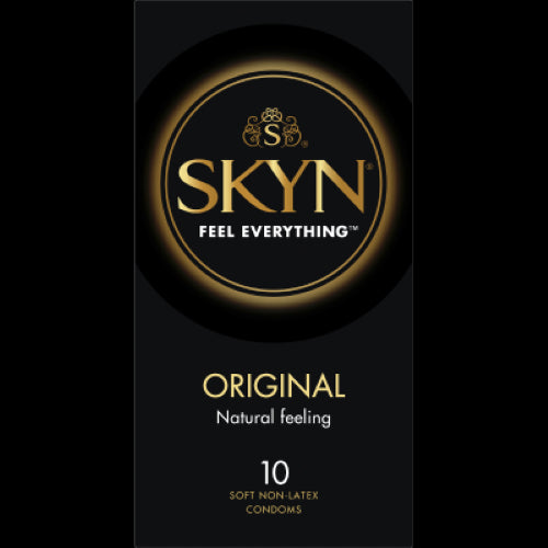 Skyn Original Condoms 10pk: ultra-thin, non-latex condoms for enhanced sensitivity and intimate experiences without latex allergens.