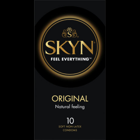 Skyn Original Condoms 10pk: ultra-thin, non-latex condoms for enhanced sensitivity and intimate experiences without latex allergens.