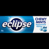 Wrigley's Eclipse Peppermint Chewy Mints in a portable 27g tin, perfect for freshening breath anytime, anywhere.