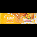 Peckish Cheeseburger Flavoured Rice Crackers in a 90g pack, showcasing crispy texture and savory cheeseburger flavor.