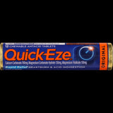 Quick-Eze Original Chewable Antacid Tablets in 29g pack for fast relief from heartburn and acid indigestion, ideal for on-the-go use.