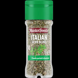 Masterfoods Italian Herb Blend 10g in a glass shaker, featuring aromatic basil and oregano for authentic Italian flavor.