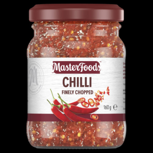 MasterFoods Finely Chopped Chilli Jar 160g, a convenient way to add fresh heat and flavor to your dishes.