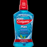 Colgate Plax Peppermint 500ml mouthwash, alcohol-free, kills 99.9% of germs, provides long-lasting freshness and antibacterial protection.